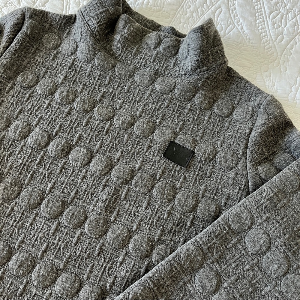 Y-3 Yohji Yamamoto Adidas Long Sleeve Gray Textured Mock Neck Tunic Dress M Y3
